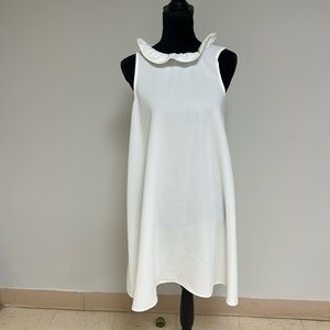 Pomander Place White Dress with Peter Pan Collar, Size S